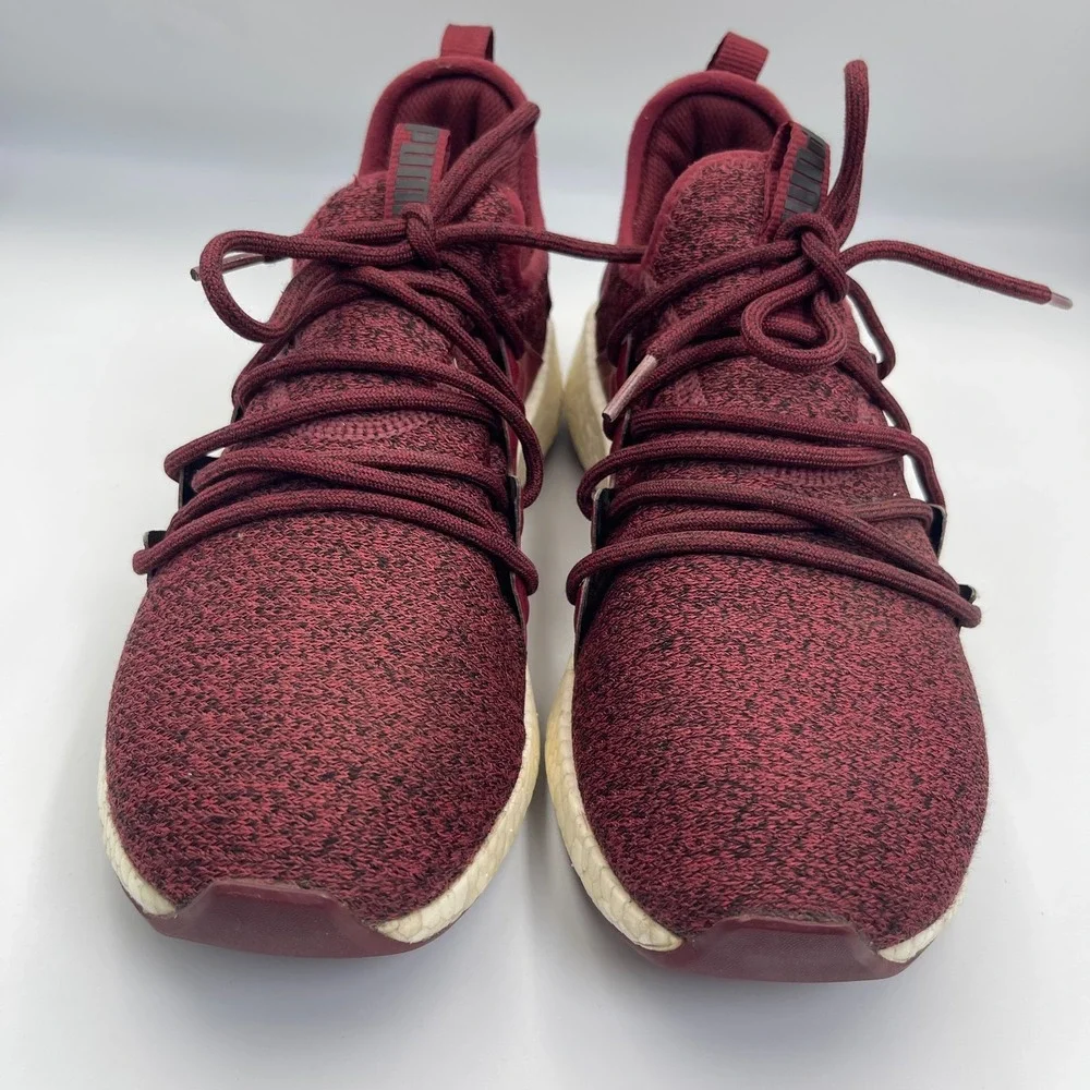 Puma NRGY Neko Knit Sneakers Men's Size 9.5 Burgundy Red Running Soft Foam Shoes